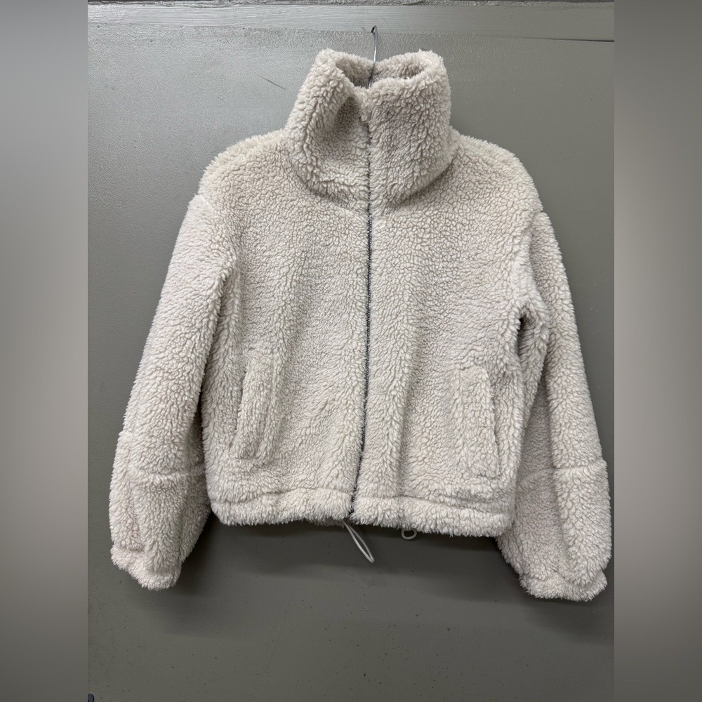 Lululemon Cinchable Fleece Zip-Up in White Opal size 8 Sherpa
